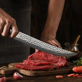 B1Z 10 inch Carving Knife 67 Layers Damascus steel with Nature ebony Wood Handle Used for Slicing thin cuts of large, Cooked Meats