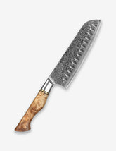 B30 7 Inch Santoku Knife, 67 Layers Damascus Steel Having Figured Sycamore Wood Handle