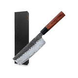 Prime Series 7 Inch Damascus Steel Nakiri Knife With Red Wood