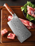 Bravo Series 6.5 Inch Damascus Steel Chopping Cleaver Knife With  Desert Iron Wood Handle