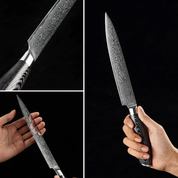 Benchmark Series 8 Inch Damascus Steel Carving Knife Having Pakka Wood Handle