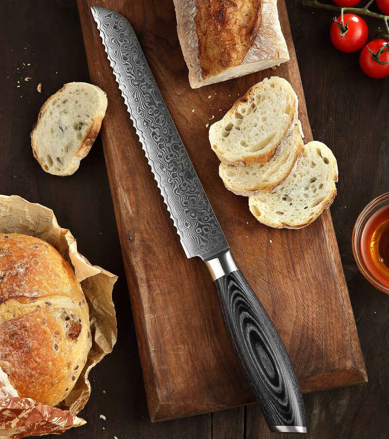 Benchmark Series 8 Inch Damascus Steel Bread Knife