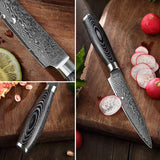 Benchmark Series 2pcs Damascus Knife Set Having Pakka Wood Handle