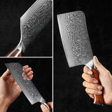 Bravo Series 6.5 Inch Damascus Steel Chopping Cleaver Knife With  Desert Iron Wood Handle