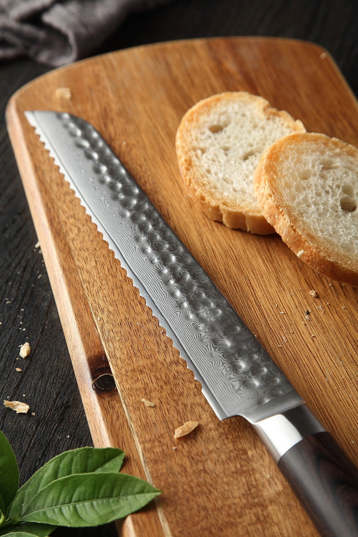 B1Z 8 inch Bread Knife 67 Layers Damascus steel having Nature ebony Wood Used for Cutting Bread