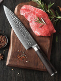 B1Z 8 inch 67 Layers Damascus steel chef knife with nature ebony wood Used to Slice, Dice, and Chop Ingredients with Precision