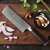 B1Z 6.8 inch 67 Layers Damascus steel Nakiri Knife Having Nature ebony wood Handle for Cutting Vegitables and Boneless Proteins