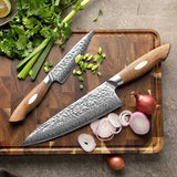 Black Wolf Series 2 Pcs Damascus Steel  Chef And Utility