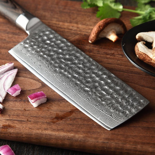 B1Z 6.8 inch 67 Layers Damascus steel Nakiri Knife Having Nature ebony wood Handle for Cutting Vegitables and Boneless Proteins