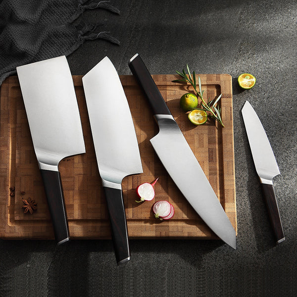 Blade Elite Series 4pcs German Steel Knife Set With Nature Ebony Wood Handle