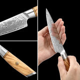 Blaze Series 3pcs Damascus Steel Knife Set Having Olive Wood Handle