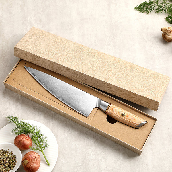 Blissful Edge 8.5 Inch Composite Steel Chef Knife Having Pakka Wood Handle