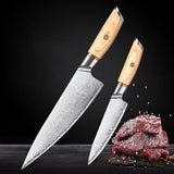 Blissful Edge 2pcs Damascus Steel Chef And Utility Knife