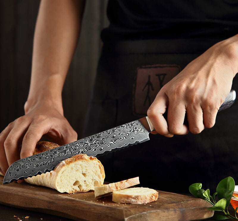 Benchmark Series 8 Inch Damascus Steel Bread Knife