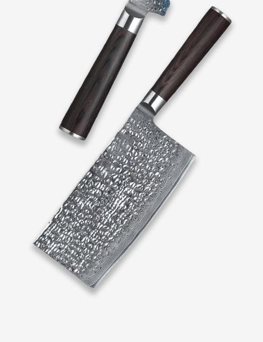 B1Z 7 inch 67 Layers Damascus steel Cleaver Having nature ebony wood Used for Slicing thin Cuts of Large Cooked Meats like Poultry, Ham, and Roasts