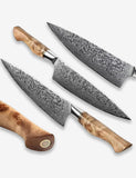 B30 5 Pcs Knife Set, 67 layers Damascus steel Having Figured Sycamore Wood Handle