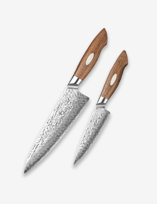 Black Wolf Series 2 Pcs Damascus Steel  Chef And Utility