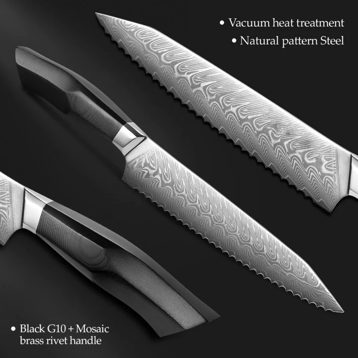 Bold Zenith Series 8 Inch Damascus Steel Bread Knife