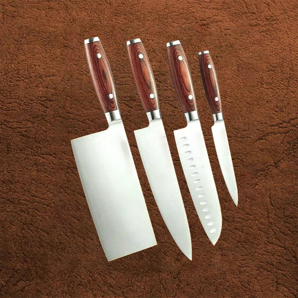 4 pcs German 1.4116 Stainless Steel Chef knife set Having Pakka wood Handle B2-A5