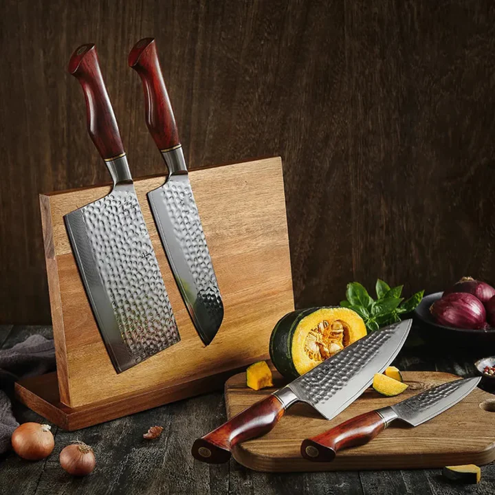 B30R 5pcs Knife Set, Having 73 Layers Damascus Steel With Powder Steel and Nature Rosewood Handle