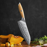 X01 7.5 Inch Santoku Knife, 73 LAYERS Damascus STEEL WITH POWDER STEEL Having Olive Wood Handle