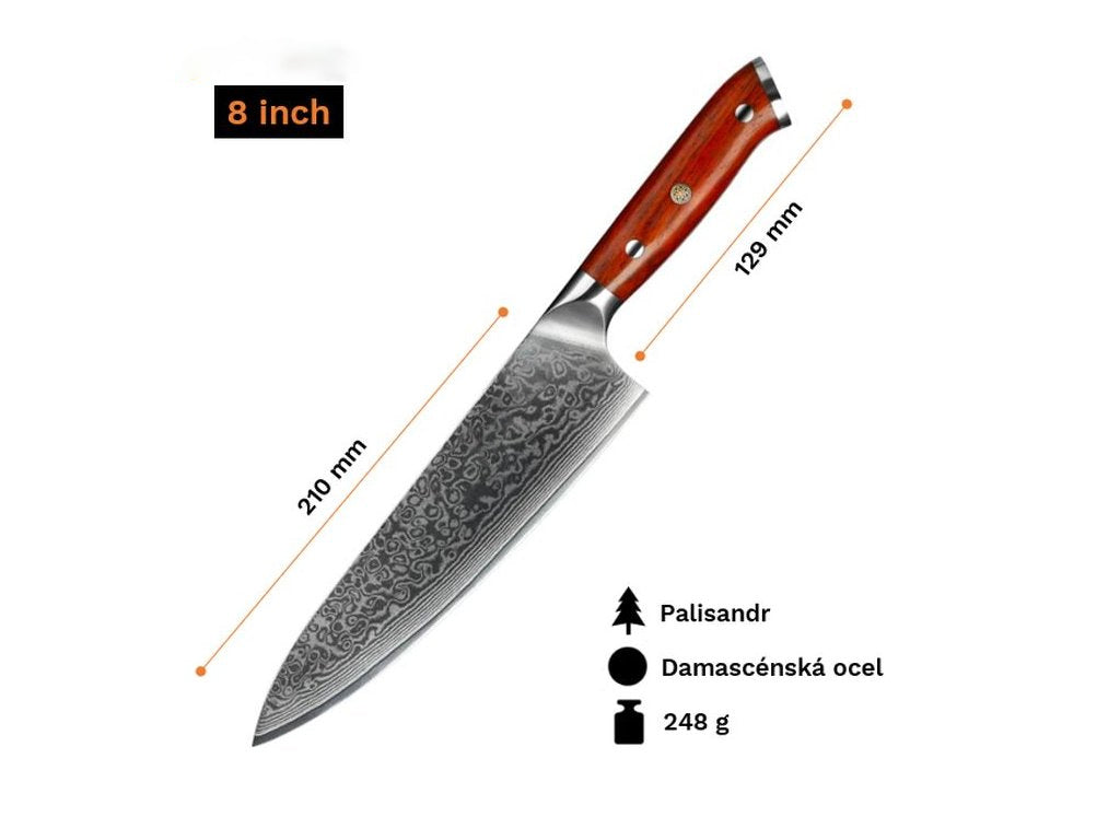 Bold Radiance Series 8 inch Damascus steel Chef Knife