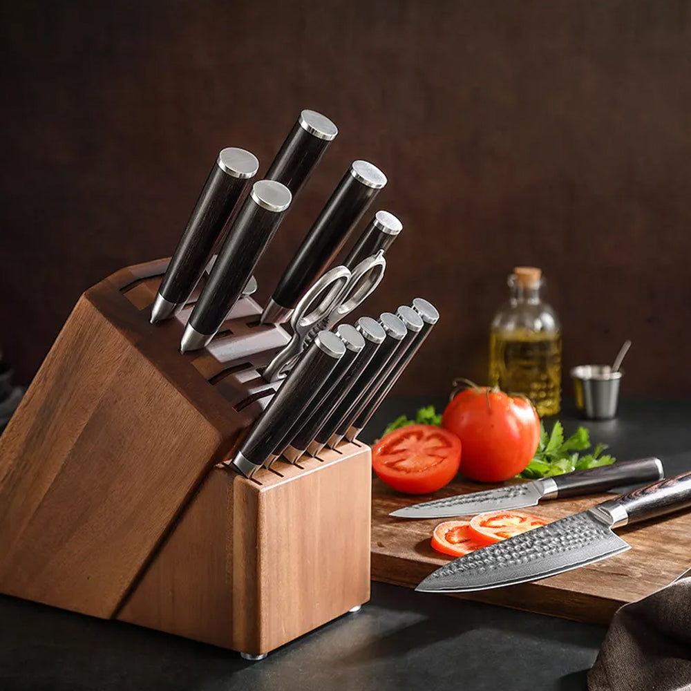 BlackHawk Series 15pcs Knife Set Having Pakka Wood Handle