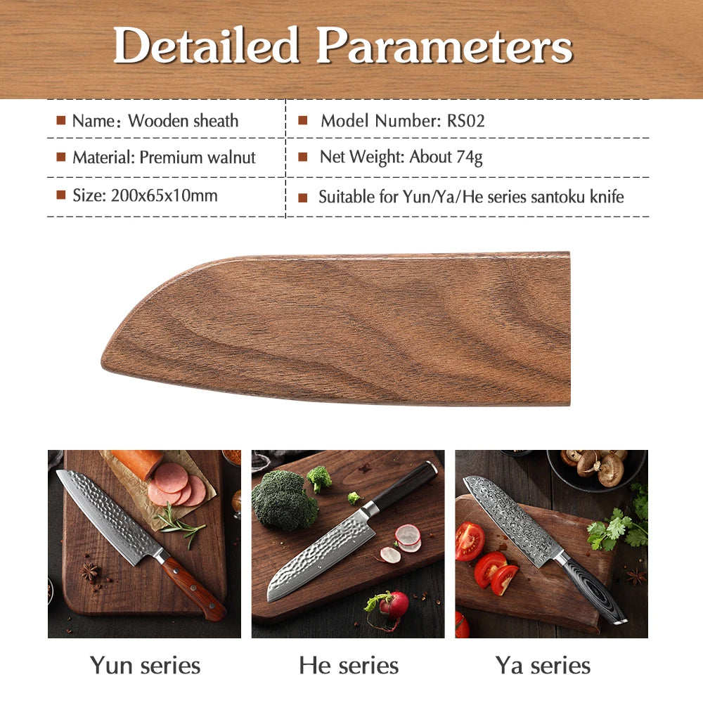 RS02 Santoku Knife Wooden Sheath (B1/B2/B9/B20) Walnut Wood