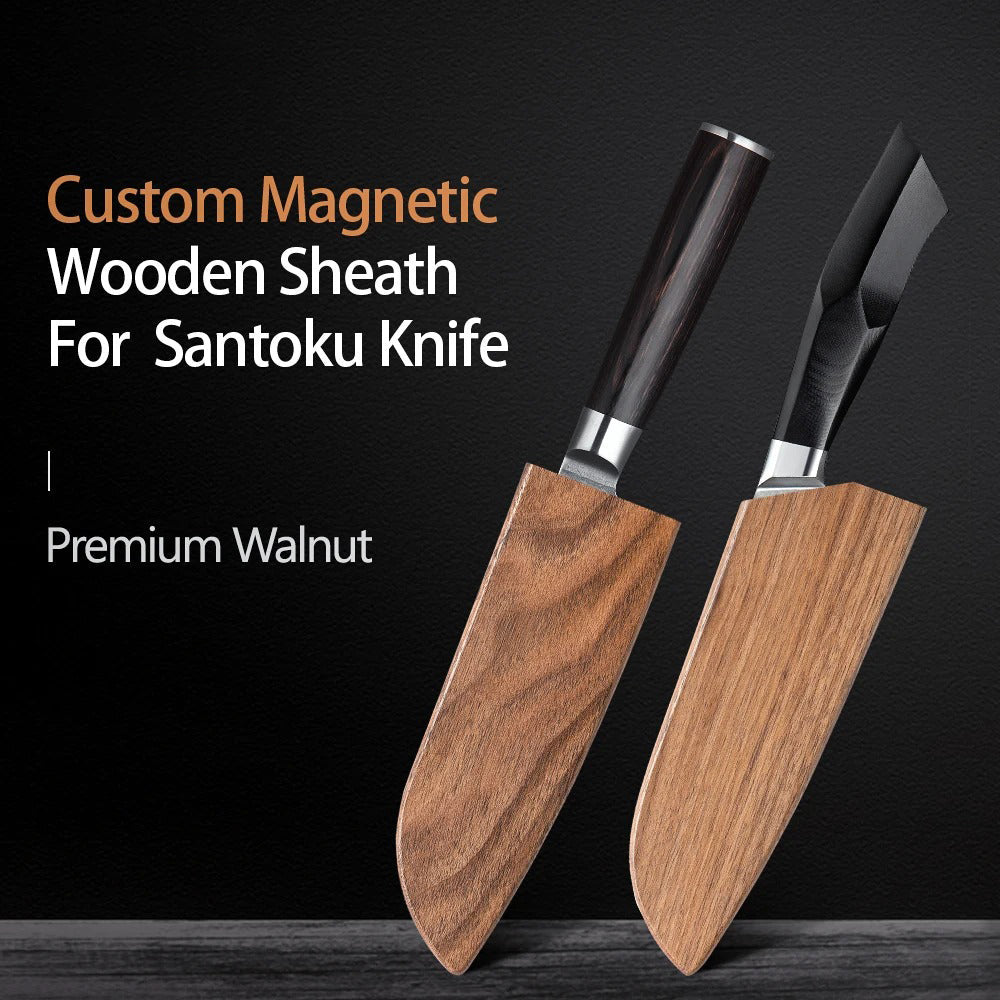 Custom Magnetic Wooden Sheath For Santoku Knife