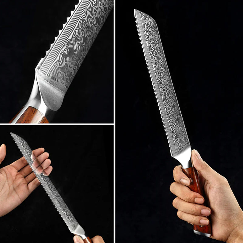 Bold Radiance Series 9 inch Damascus Steel Bread Knife