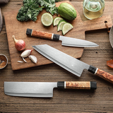 3pcs Knife Set Having Multiple Knives Including Black G10+White Ox Bone +Padauk Burl Wood Handle