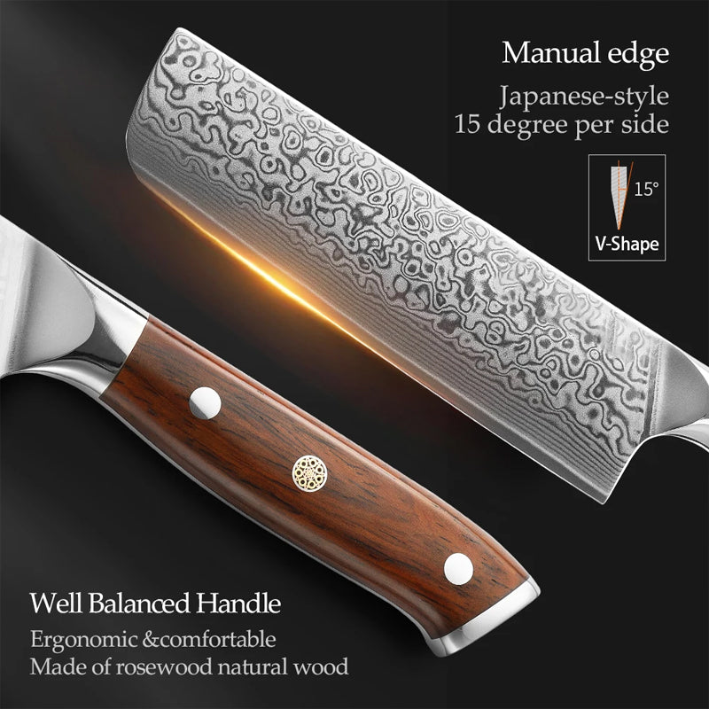 Bold Radiance Series 7.3 inch Damascus Steel Nakiri Knife