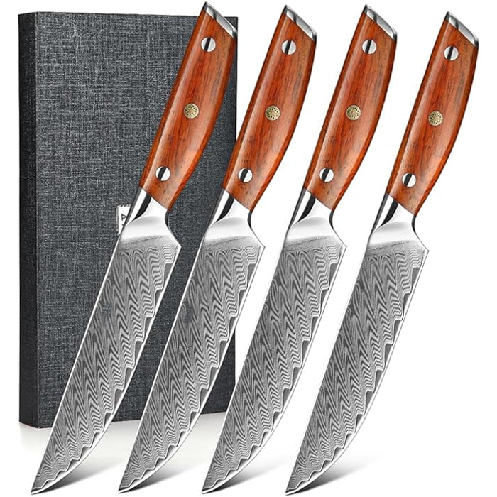 Blade Born Series 4pcs Damascus Steel Steak Knife Set