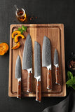 Bravo Series 5pcs Damascus Steel Knife Set With Desert Iron Wood Handle