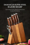 Bravo Series 3 Pcs Damascus Steel Chef, Utility and Santoku Knife Set With Iron Wood Handle