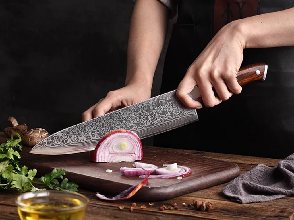 Bold Radiance Series 10 inch Damascus Steel Chef Knife with Triple Rivets Handle