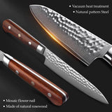 Batonnet Series 2pc  Damascus steel Knife Set Having Nature Rosewood Handle