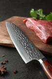 Batonnet Series 3pcs Damascus Steel Knife Set Having Nature Rosewood Handle